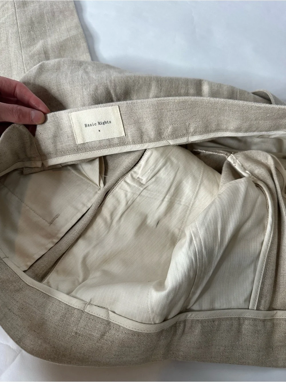 Men's Linen Blend Trousers in Light Khaki